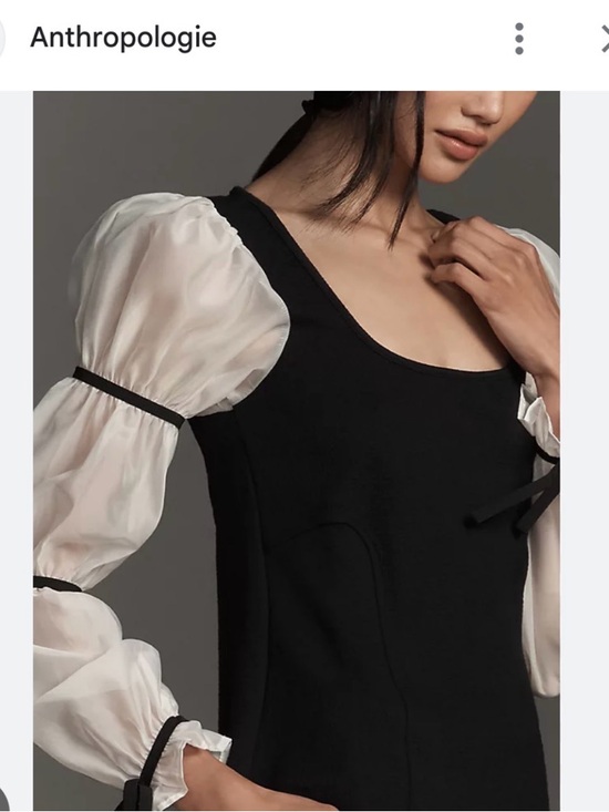 Maeve Tops - Maeve Black Bodice Top with White Sheer Balloon Sleeves